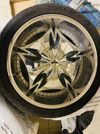24” Chrome DUB Wheel and Tire Set   305/35R24 