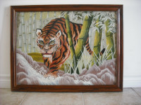 Framed ART - Tiger Needlepoint / Long Stitch