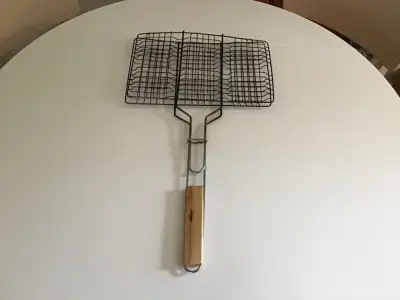BBQ or campfire mesh hinged basket, View more