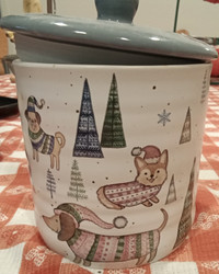 Ceramic Christmas dog jar
