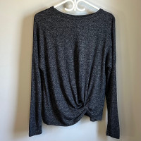 A New Day Soft Knit Crewneck Knot Front Long Sleeve Sweater