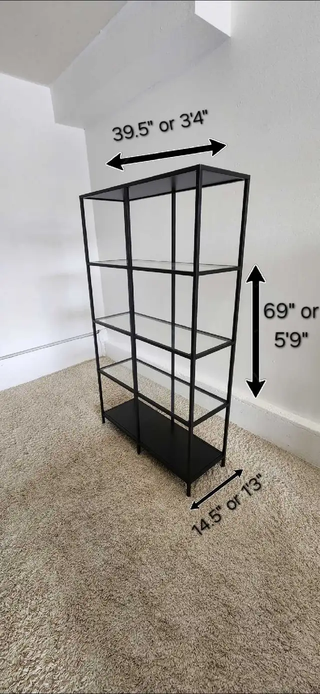 FREE DELIVERY Black 5 Tier Level Glass Shelving Unit / Bookshelf in Bookcases & Shelving Units in Vancouver - Image 8