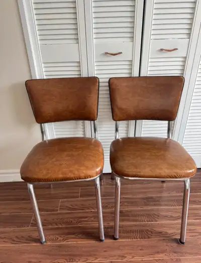 Vintage Brown Faux Leather Dining Chairs (Set of 2), View more