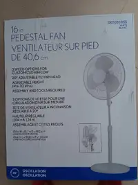 16" Pedestrial Fan, 3 speed, 80° ossilation.