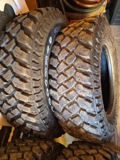 Snow or Mud or Daily drivers! Must go 5 tires available. 1 new. Lots ot tread! 600.00. Obo