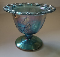 Vintage Carnival Indiana Glass Harvest Grape Blue Candy Dish