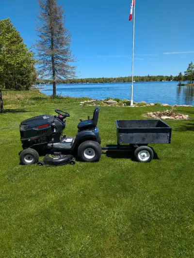 19hp.troy built 46" cut c/w mulching and regular blades