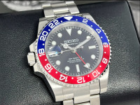 Seiko Pepsi Full GMT - Left Hand - Blue and Red - NH34 movement