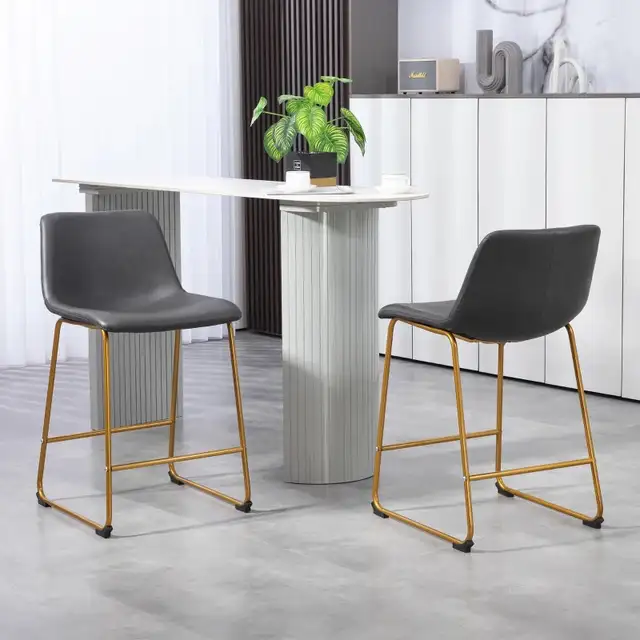 Modern Bar Height Stool, PU Leather Upholstered Stools  in Chairs & Recliners in Markham / York Region - Image 8