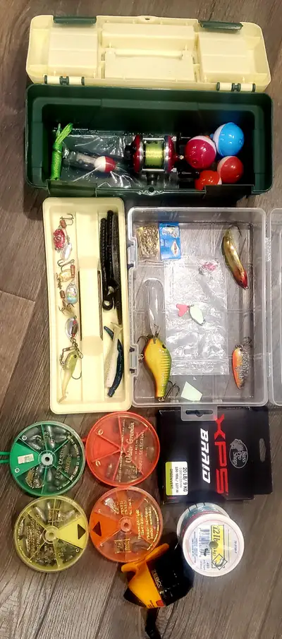 Fishing tackle box & accessories lot, View more