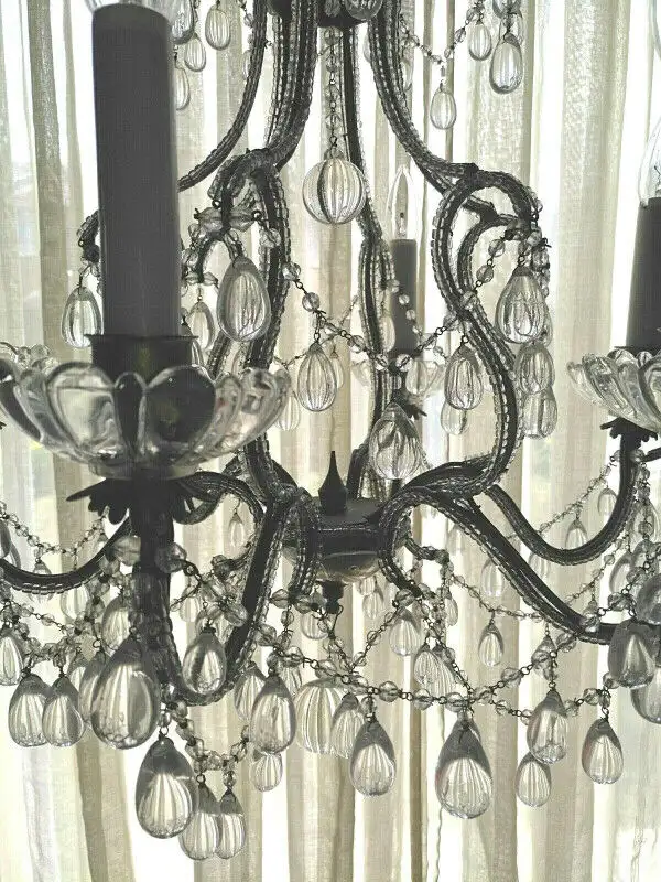 Italian Chandelier6 LightBlown Glass Drops Macaroni Beads in Indoor Lighting & Fans in Markham / York Region - Image 11