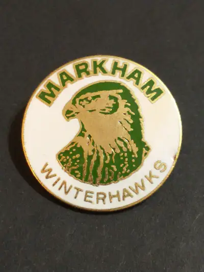Nice 1986 MTHL Markham Winterhawks lapel pin, View more