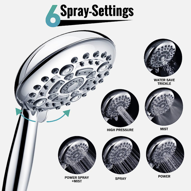 New Shower Head, Sun Rise 6-Settings 5" High Pressure Handheld dans Articles pour la salle de bains  à Ville de Montréal - Image 3