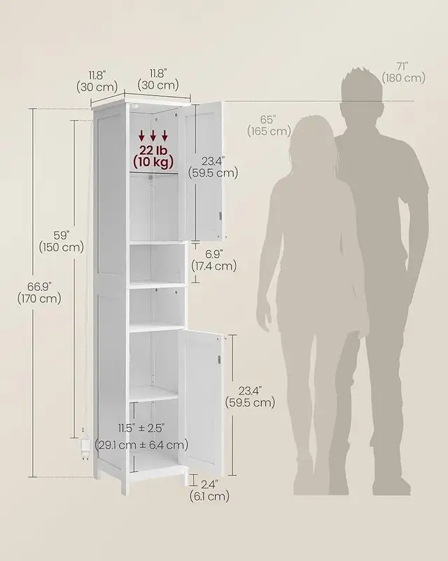 11.8”x11.8”x59”, Tall Storage Cabinet with Lights, White Color in Storage & Organization in Markham / York Region - Image 4