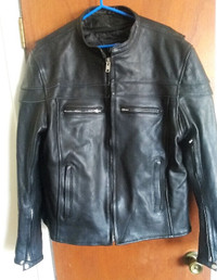 Leather Motorcycle Jacket - Size L