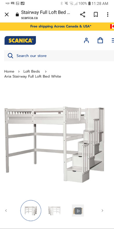 2 Scanica Full Size Loft Beds - Solid Wood in Beds & Mattresses in Brantford - Image 3