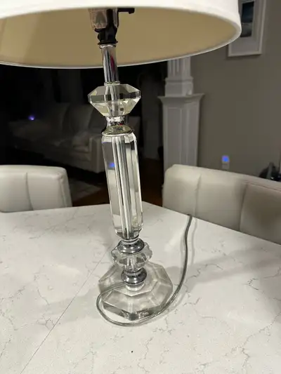 2 good quality table lamps pewter type and the other glass, both heavy and great shape $20 each Call...