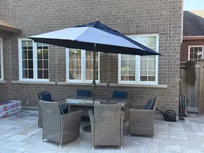 8-Piece Gluckstein Wicker Patio Dining Set with Umbrella, View more