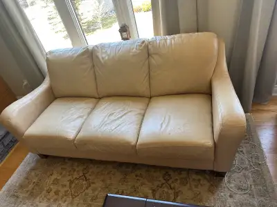 Canadian made solid leather couch, View more