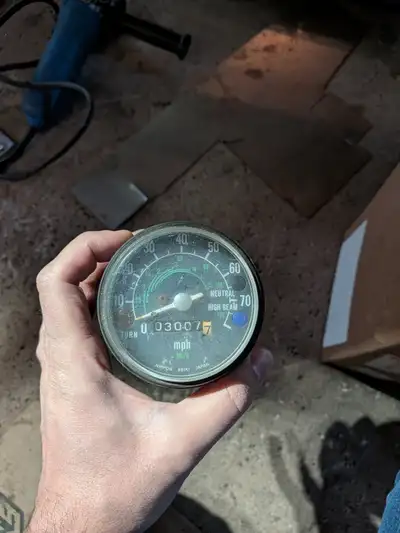 Parts for late 70s / early 80s model XL or XR Honda bikes. - Speedometer, readout in miles. Plastic...