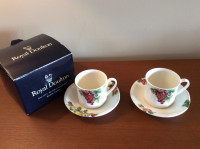 Royal Doulton Vintage Grape Tea Cups & Saucers