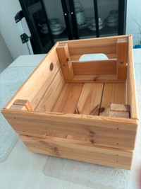 Decorated wood storage crate