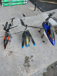 Three radio control helicopters
