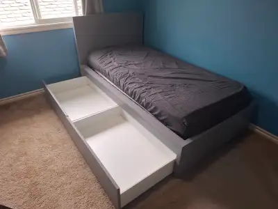 Bed: K-9, Grey, Ikea Malm, View more