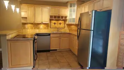 3 bedroom, 1.5 bath with DOUBLE garage, very beautiful main floor for rent in a corner house in quie...