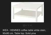 White ikea coffee table - hemnes 90x90
