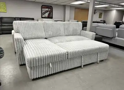 White Corduroy Sofa Bed Now with Unlimited Storage , View more