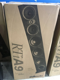 Brand New, TOTL Polk Audio RTI-A9 Tower Speakers, Pair, Black