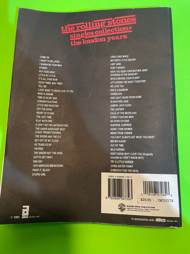 THE ROLLING STONES Guitar Tabs - Singles Collection The London in Guitars in Oakville / Halton Region - Image 2