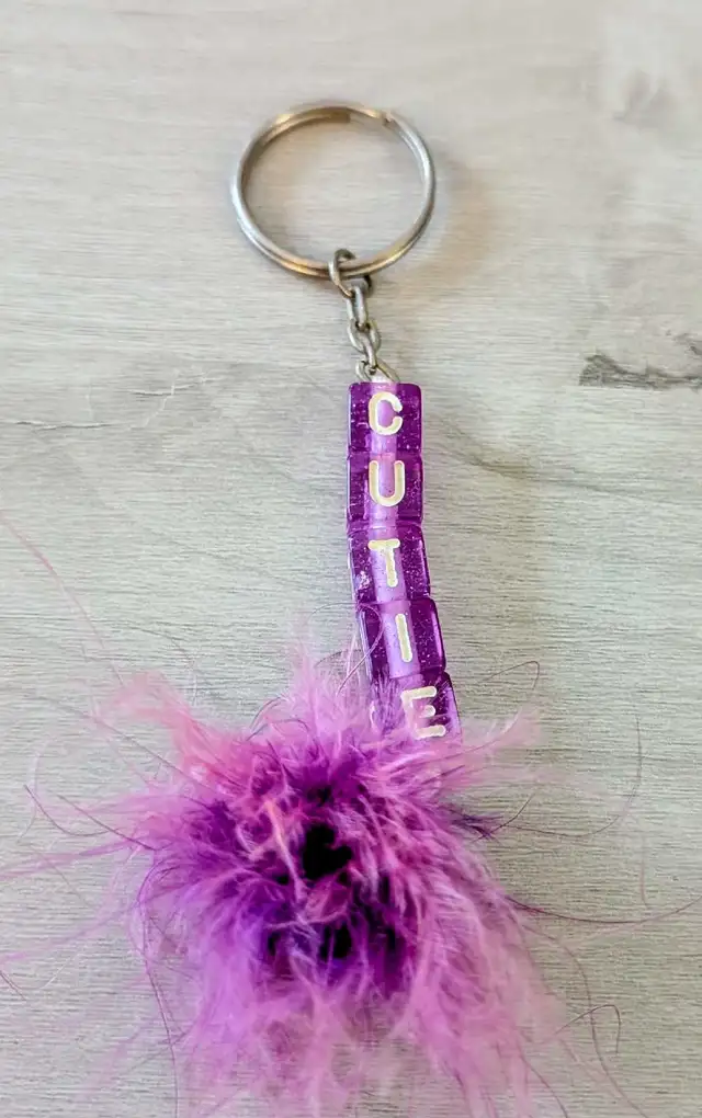 Brand New Purple 'Cutie' Keychain with Feathers in Other in City of Toronto - Image 2