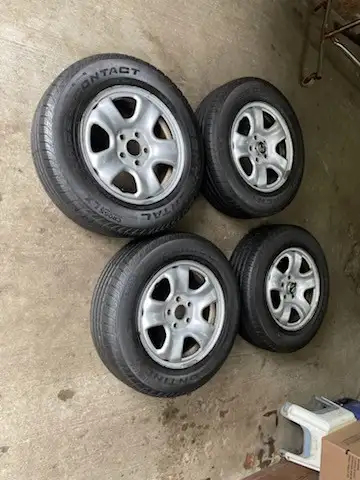 • Continental Crossover tires, 4x • 215/70R16 size • Rims in good condition • Bolt pattern: 114.3 •...