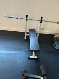 Barbell, Bench and leg extension bench