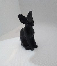 Chat sphynx noir black sphynx cat statue genuine obsidian stone
