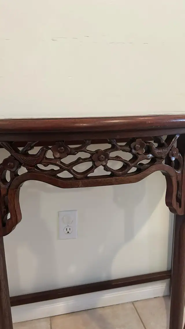 Antique Chinese Console Table - Hardwood Carved Demi Lune62863732685443124