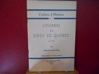 Cahiers d'histoire La société Historique Québec (plusieurs nos)