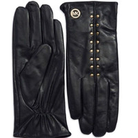 MICHAEL KORS Astor Studded Leather Gloves-Gold Studs