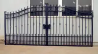 Industrial 14ft Dual Swing Wrought Iron Drive Way Gate