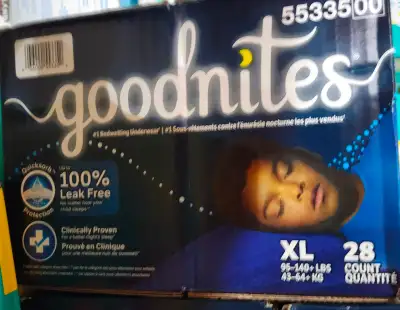 Goodnites XL night time underwear BNIB 3 boxes. 28 count. Boxes unopened. smoke free, pet free home....