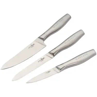 PRIME CHEF STAINLESS STEEL 3PC UTILITY KNIFE SET, View more