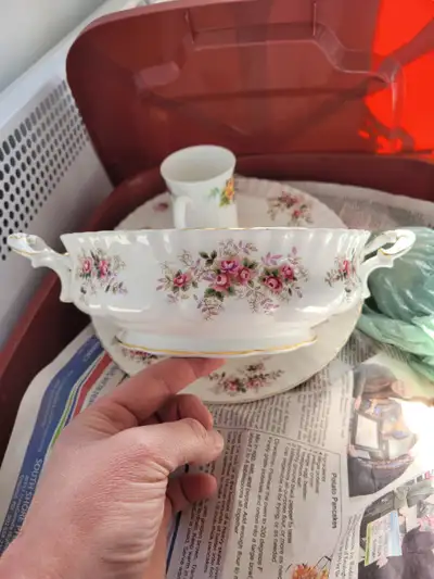 China Wear Dishes . Tea cups, plates, bowls. And many more items. Storage container full. Make an of...