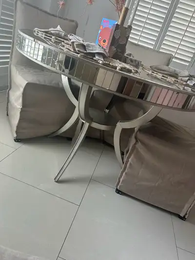 Mirrored Round Dining Table – Project Piece – $125, View more