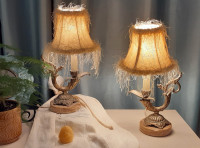 Charmingly Romantic Vintage Brass and Marble Desk Lamps