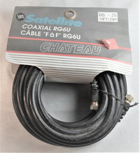 Câble fil vidéo coaxial RG-6 7,6 M mètres, 25’ pieds, mâle-mâle,