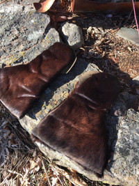 Early early Inuit or indigenous beaver skin gloves 