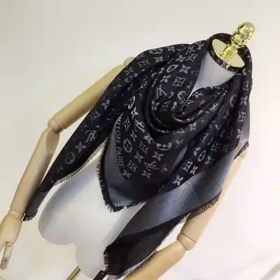 New LV Silver Shine MONOGRAM Shawl Scarf Wrap, View more