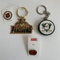 1993 A.M.K Souvenirs NHL Keychains and Lapel Pin